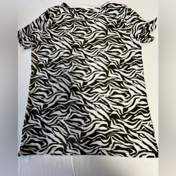 JONES NEW YORK SIGNATURE SIZE LARGE DARK BROWN & WHITE ZEBRA PRINT WOMEN’S TOP. - Picture 6 of 10